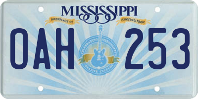 MS license plate OAH253
