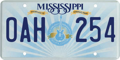 MS license plate OAH254