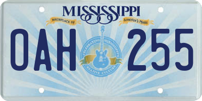 MS license plate OAH255