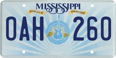 MS license plate OAH260