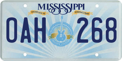 MS license plate OAH268
