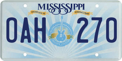 MS license plate OAH270