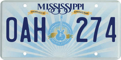 MS license plate OAH274