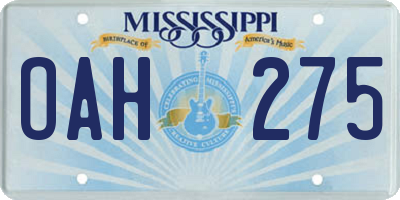 MS license plate OAH275