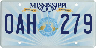MS license plate OAH279