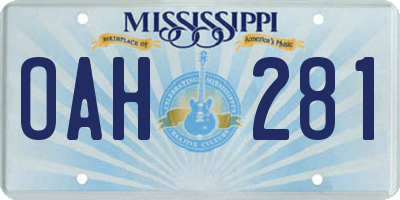 MS license plate OAH281