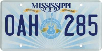 MS license plate OAH285