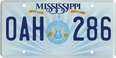 MS license plate OAH286
