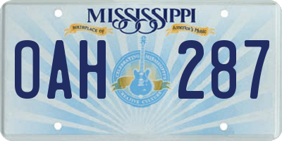 MS license plate OAH287