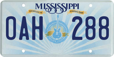 MS license plate OAH288