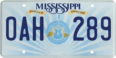 MS license plate OAH289