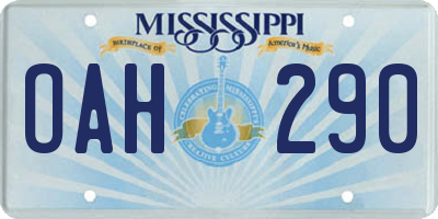 MS license plate OAH290
