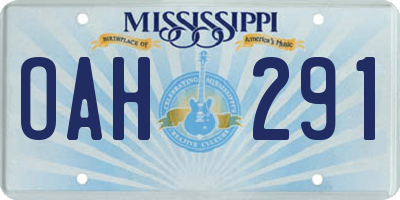 MS license plate OAH291