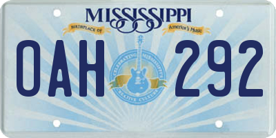MS license plate OAH292