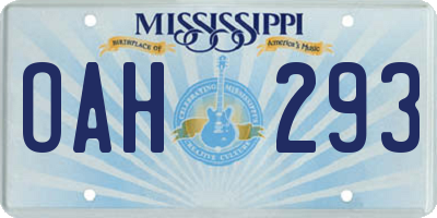 MS license plate OAH293