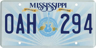 MS license plate OAH294