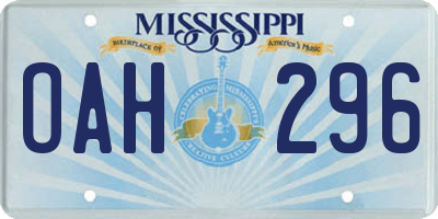 MS license plate OAH296