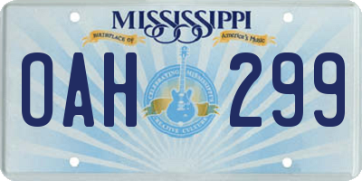 MS license plate OAH299