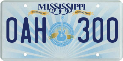 MS license plate OAH300