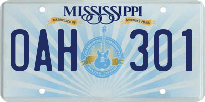 MS license plate OAH301