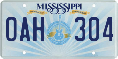 MS license plate OAH304