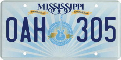 MS license plate OAH305