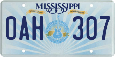 MS license plate OAH307