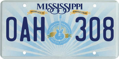MS license plate OAH308