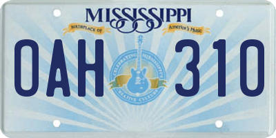 MS license plate OAH310