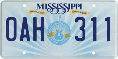 MS license plate OAH311