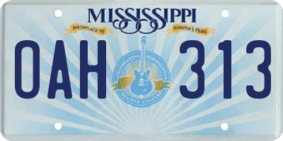 MS license plate OAH313