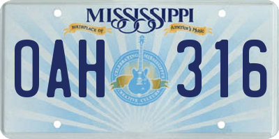 MS license plate OAH316