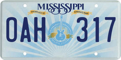 MS license plate OAH317