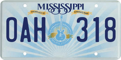 MS license plate OAH318