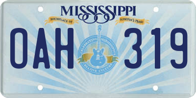 MS license plate OAH319