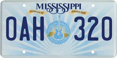 MS license plate OAH320