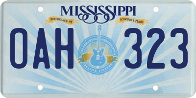 MS license plate OAH323