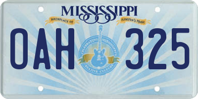 MS license plate OAH325