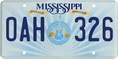 MS license plate OAH326