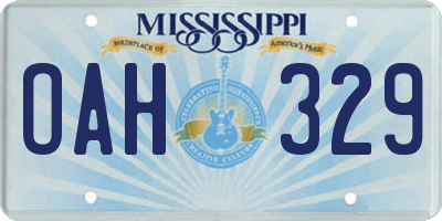 MS license plate OAH329