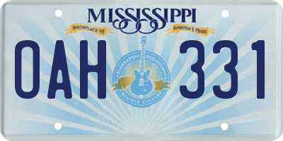 MS license plate OAH331