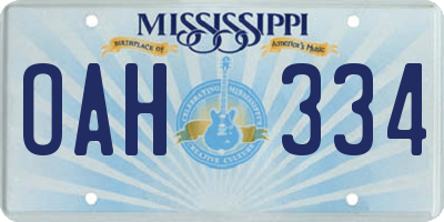 MS license plate OAH334