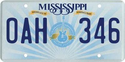 MS license plate OAH346