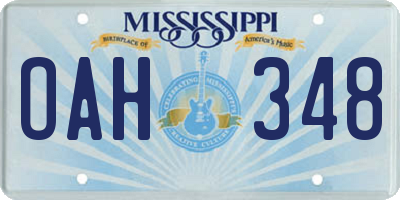 MS license plate OAH348