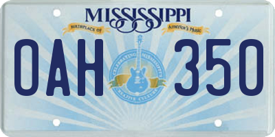 MS license plate OAH350