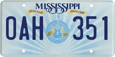 MS license plate OAH351
