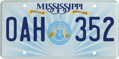MS license plate OAH352