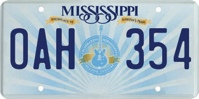 MS license plate OAH354