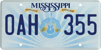 MS license plate OAH355