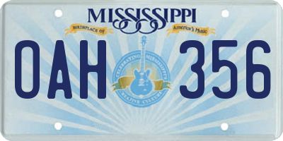 MS license plate OAH356